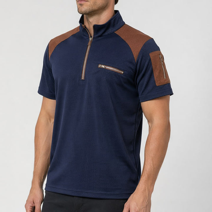 Polo homme à fermeture éclair et texture gaufrée - image 3