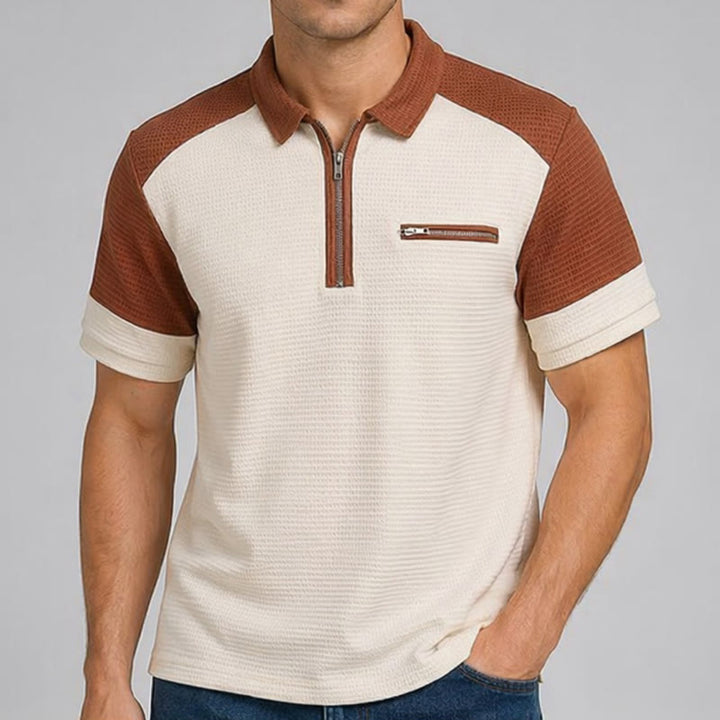 Polo d'été rétro à col zippé pour homme - image 1