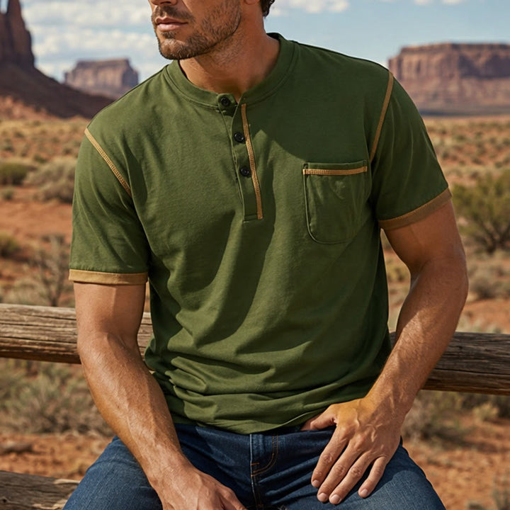 T-shirt polo homme style classique avec bordures contrastées - Vert armée - 3XL - image 6