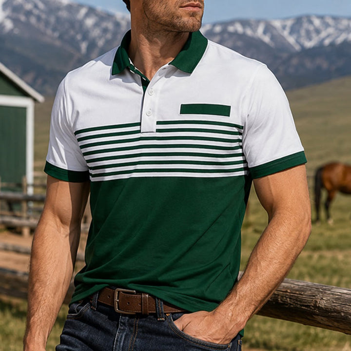 Polo d'été moderne à rayures noires pour homme - Blanc - 5XL - image 8
