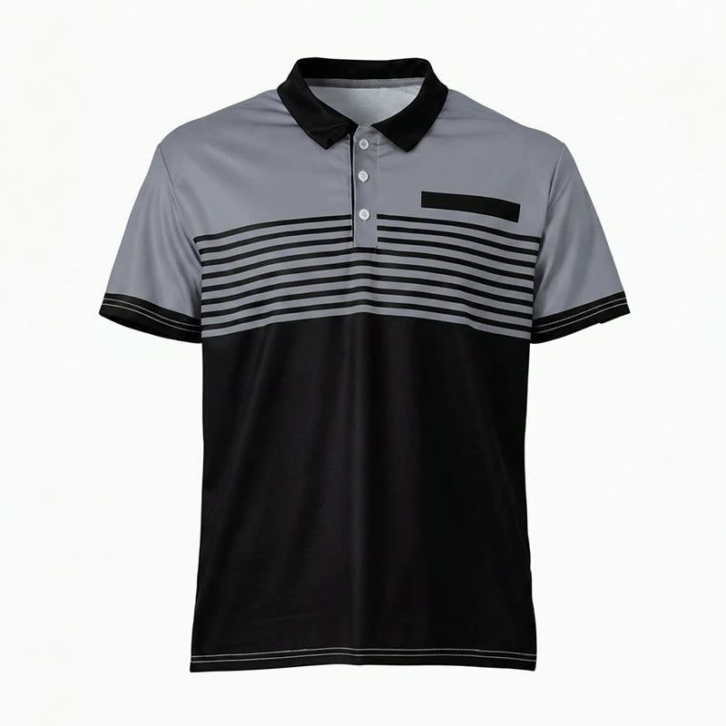 Polo d'été moderne à rayures noires pour homme - image 22