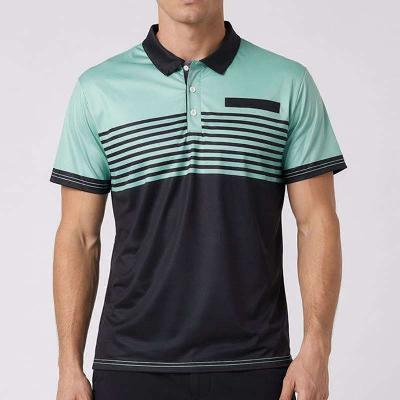 Polo d'été moderne à rayures noires pour homme - image 1