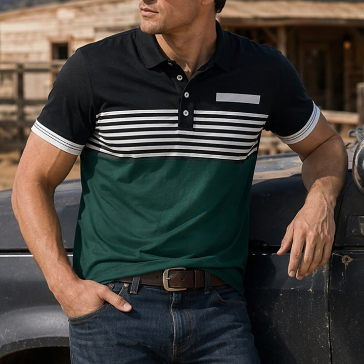 Polo d'été moderne à rayures noires pour homme - Noir - 5XL - image 7