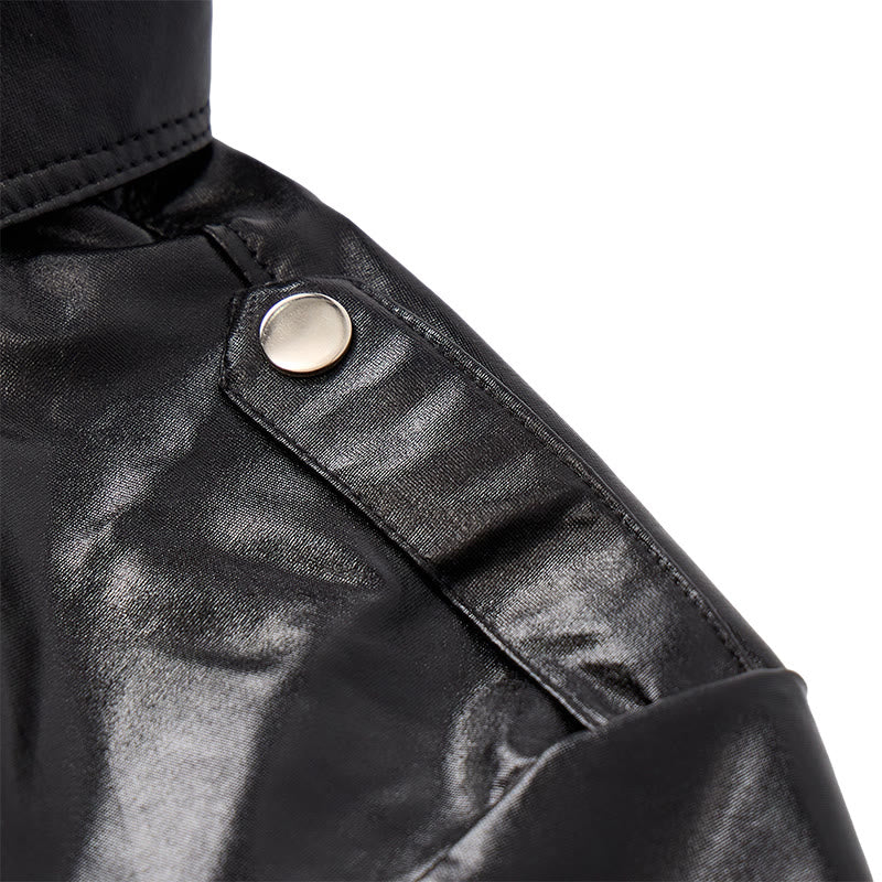 Chemise de motard en similicuir noir brillant style western - image 4