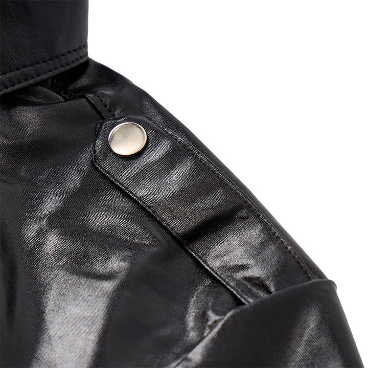 Chemise de motard en similicuir noir brillant style western - image 4