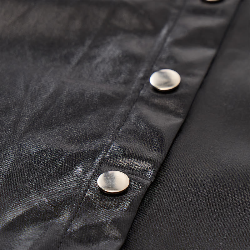 Chemise de motard en similicuir noir brillant style western - image 6