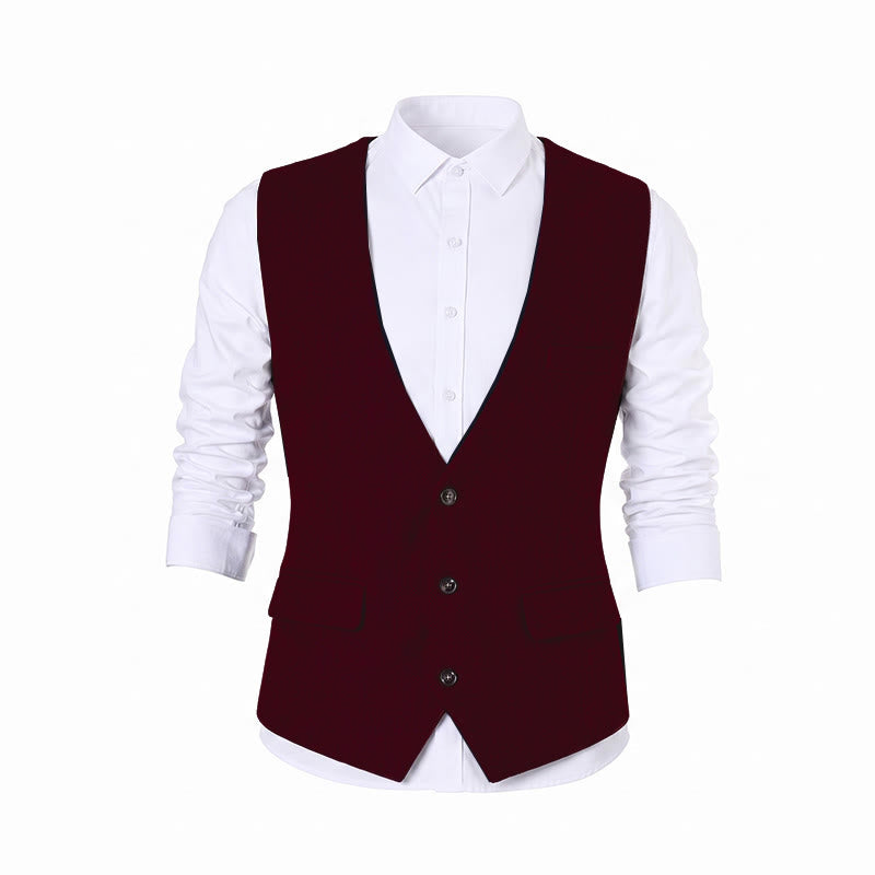Gilet de costume homme coupe slim couleur unie toutes saisons - image 17