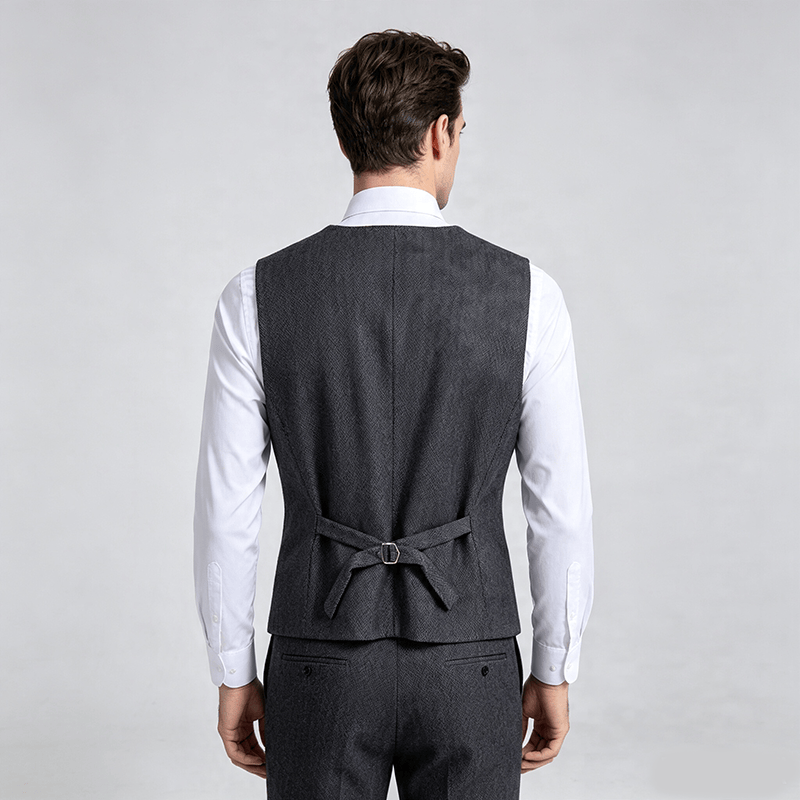Gilet de costume homme coupe slim couleur unie toutes saisons - image 3