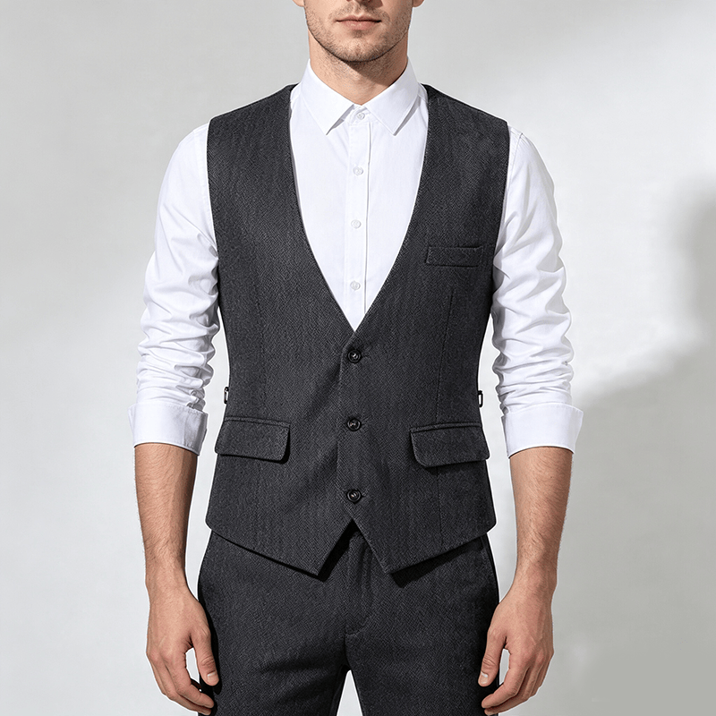 Gilet de costume homme coupe slim couleur unie toutes saisons - image 1