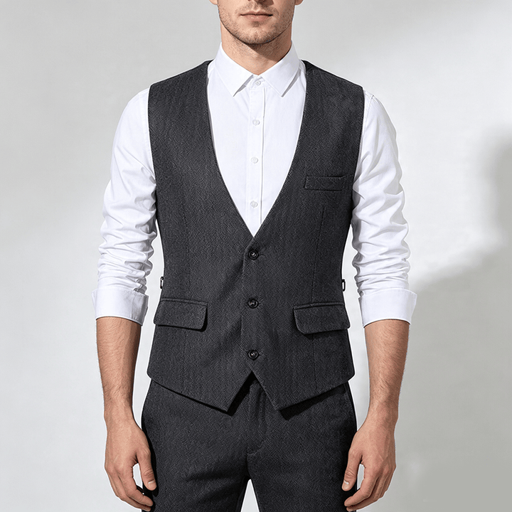 Gilet de costume homme coupe slim couleur unie toutes saisons - image 1