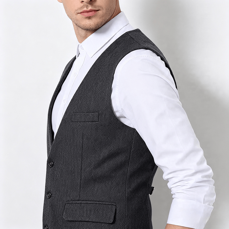 Gilet de costume homme coupe slim couleur unie toutes saisons - image 2