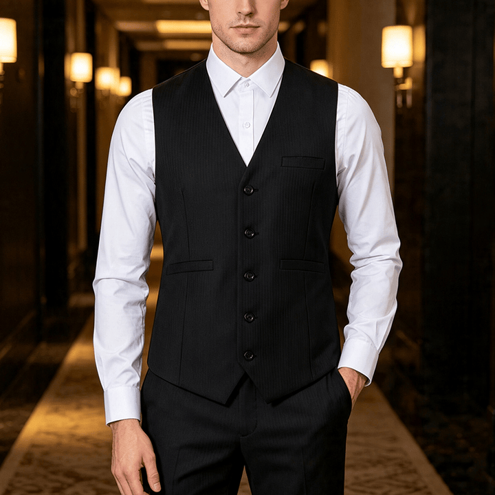 Gilet de costume multicolore pour homme, idéal pour le printemps et l'automne, pour un usage quotidien et professionnel. - Noir - 3XL - image 5