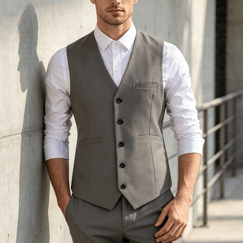 Gilet de costume multicolore pour homme, idéal pour le printemps et l'automne, pour un usage quotidien et professionnel. - Gris clair - 3XL - image 8