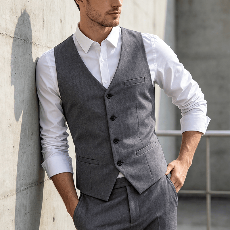 Gilet de travail toutes saisons pour homme, idéal au quotidien, pour mariage ou banquet. - Gris - 5XL - image 5