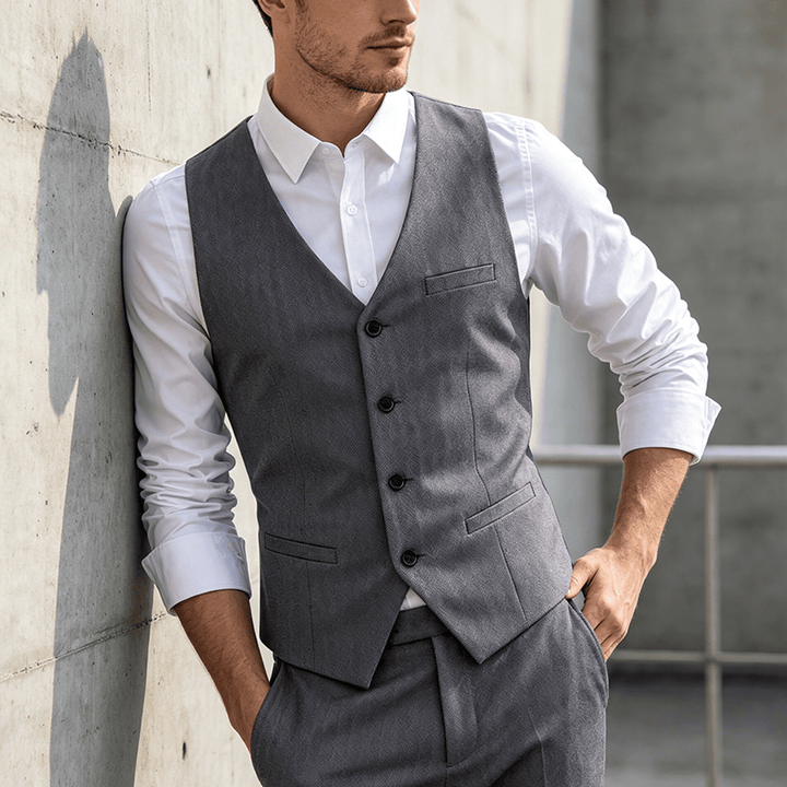 Gilet de travail toutes saisons pour homme, idéal au quotidien, pour mariage ou banquet. - Gris - 5XL - image 5