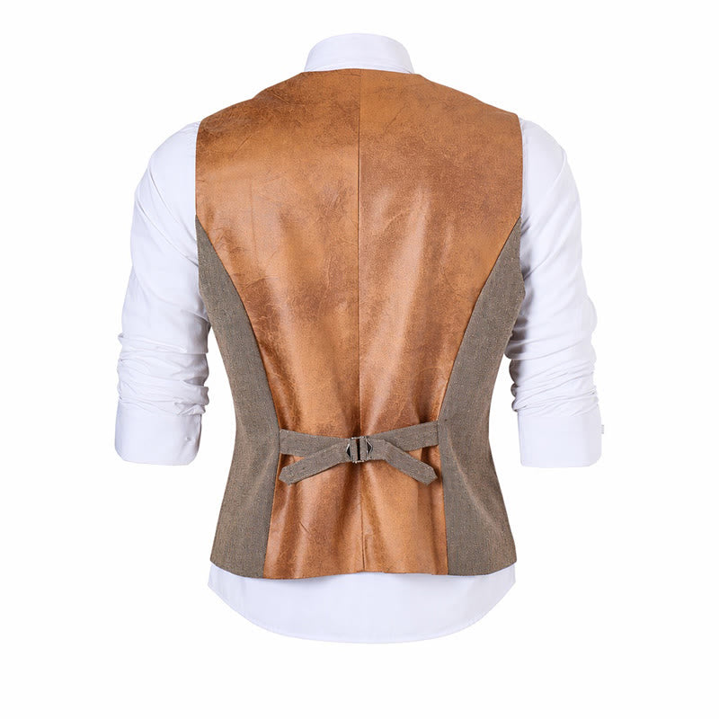 Gilet de costume décontracté texturé vintage pour homme, toutes saisons - image 12