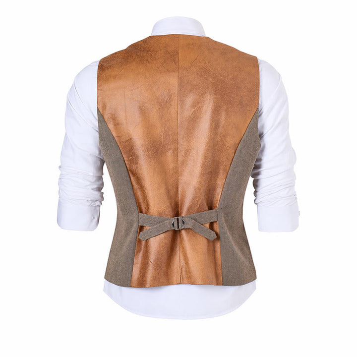 Gilet de costume décontracté texturé vintage pour homme, toutes saisons - image 12