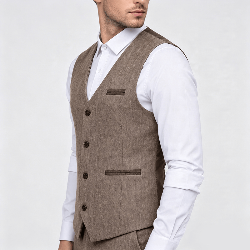 Gilet de costume décontracté texturé vintage pour homme, toutes saisons - image 2