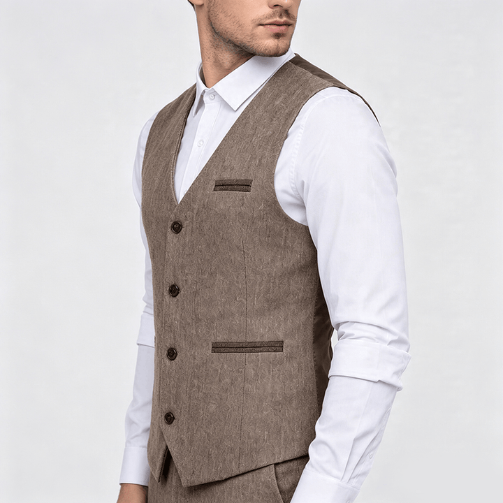 Gilet de costume décontracté texturé vintage pour homme, toutes saisons - image 2