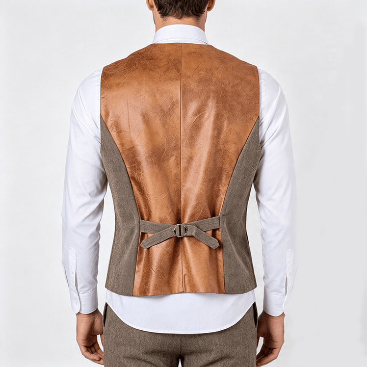 Gilet de costume décontracté texturé vintage pour homme, toutes saisons - image 3