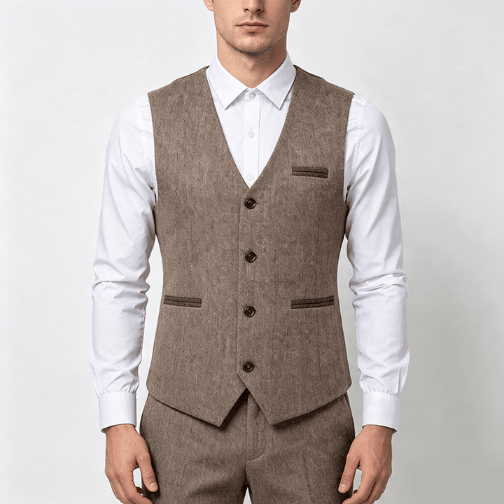 Gilet de costume décontracté texturé vintage pour homme, toutes saisons - image 1