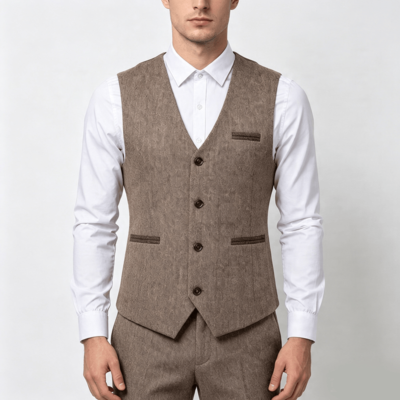 Gilet de costume décontracté texturé vintage pour homme, toutes saisons - image 1