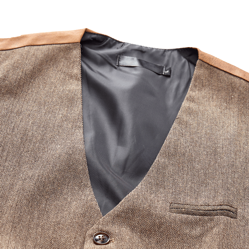 Gilet de costume décontracté texturé vintage pour homme, toutes saisons - image 6