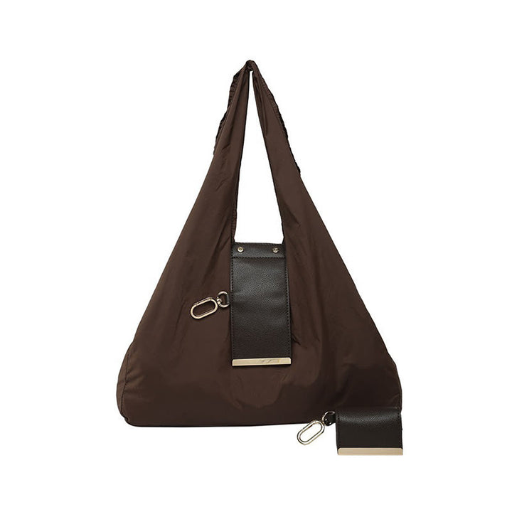 Sac fourre-tout pliable en nylon avec porte-clés et accent en cuir - image 1