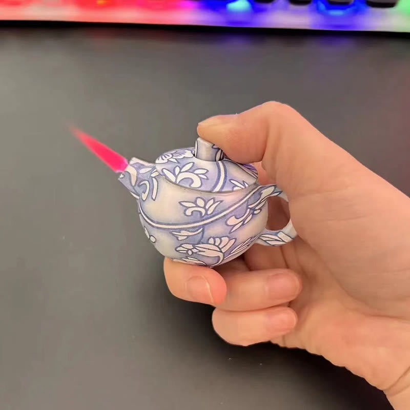 Théière en porcelaine Heritage Flame, briquet à butane rotatif - Orchidée bleue - image 10