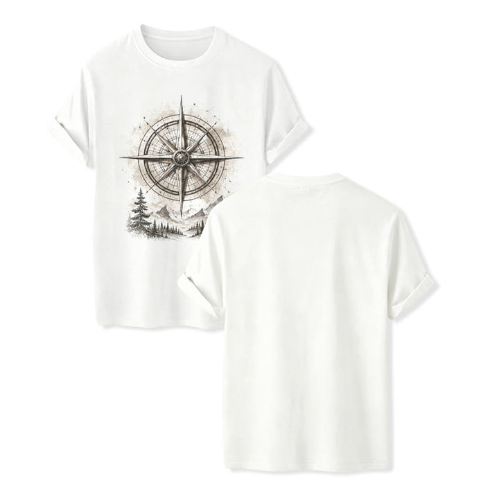 T-shirt western vintage à motif aquarelle de boussole de montagne - Blanc - 2XL - image 5