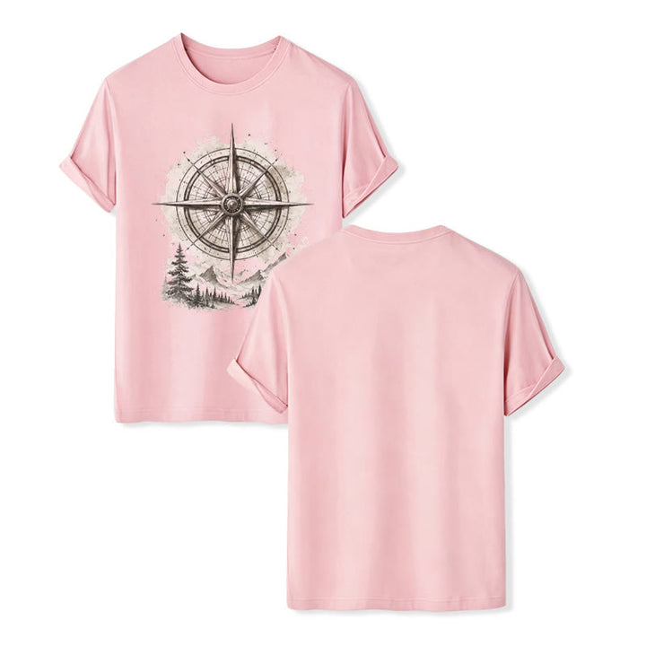 T-shirt western vintage à motif aquarelle de boussole de montagne - Rose - 2XL - image 7