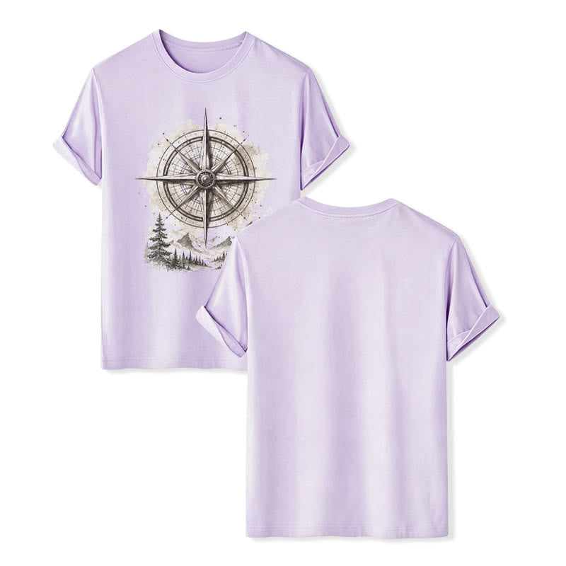 T-shirt western vintage à motif aquarelle de boussole de montagne - Violet - 2XL - image 11
