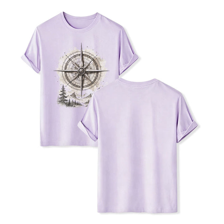 T-shirt western vintage à motif aquarelle de boussole de montagne - Violet - 2XL - image 11