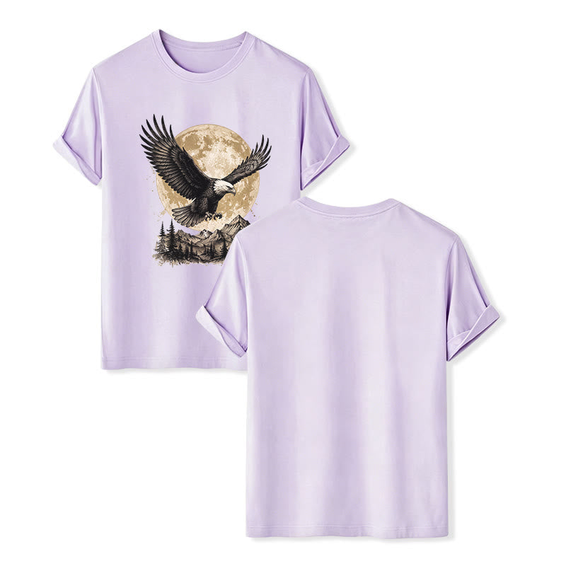 T-shirt western vintage à motif aigle à tête blanche, pleine lune et montagne - Violet - 2XL - image 11