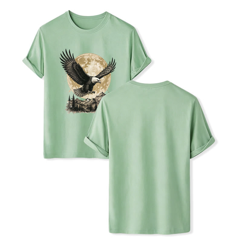 T-shirt western vintage à motif aigle à tête blanche, pleine lune et montagne - Vert - 2XL - image 10