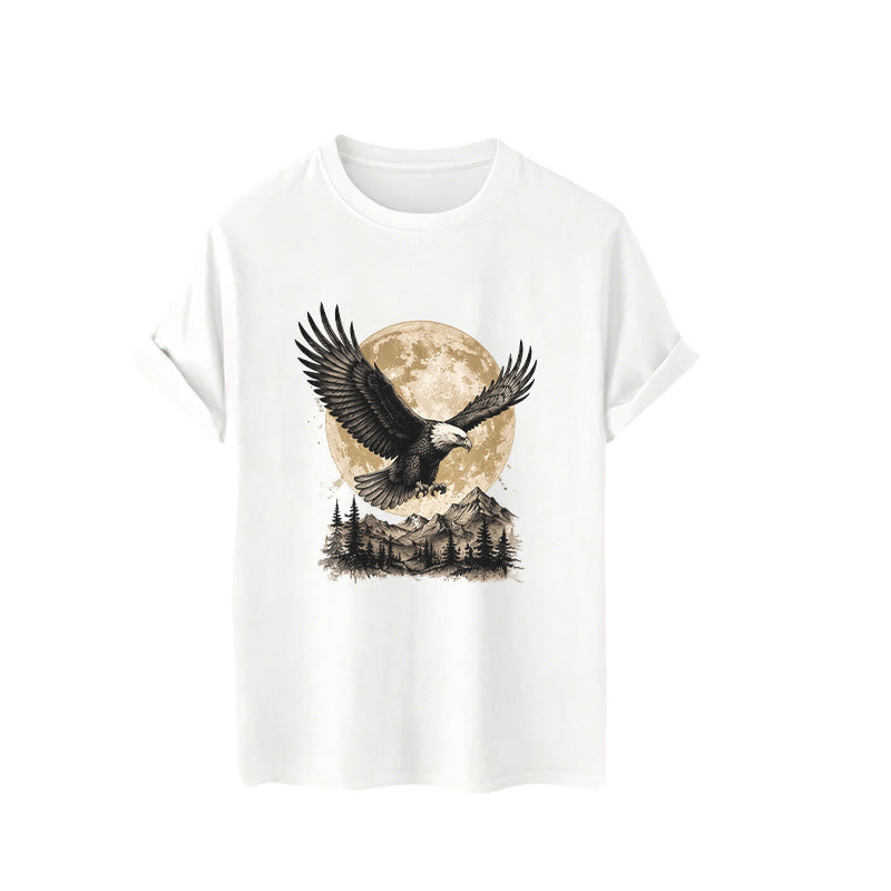 T-shirt western vintage à motif aigle à tête blanche, pleine lune et montagne - image 4