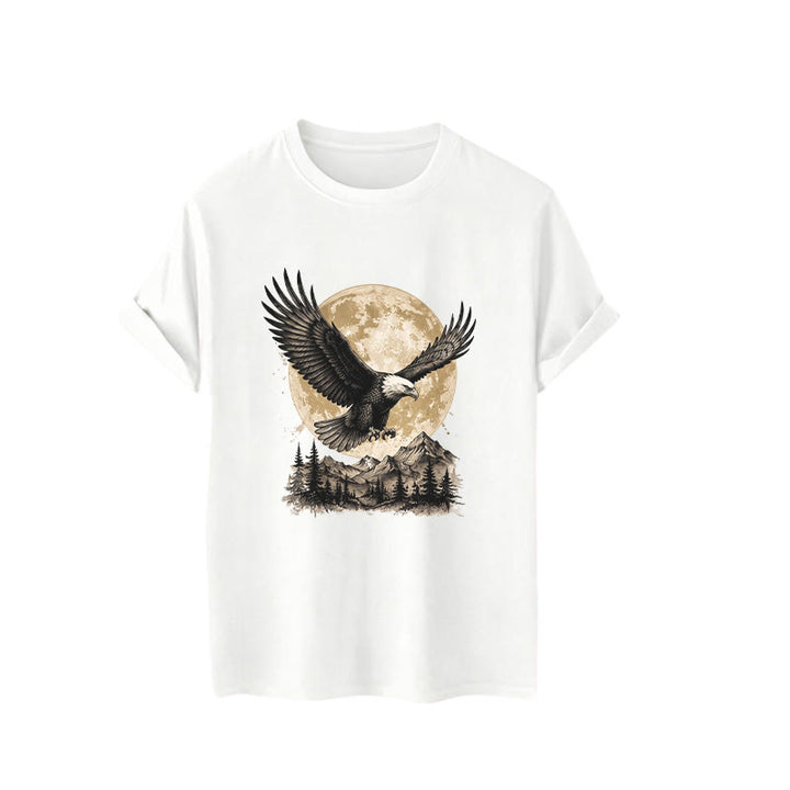 T-shirt western vintage à motif aigle à tête blanche, pleine lune et montagne - image 4