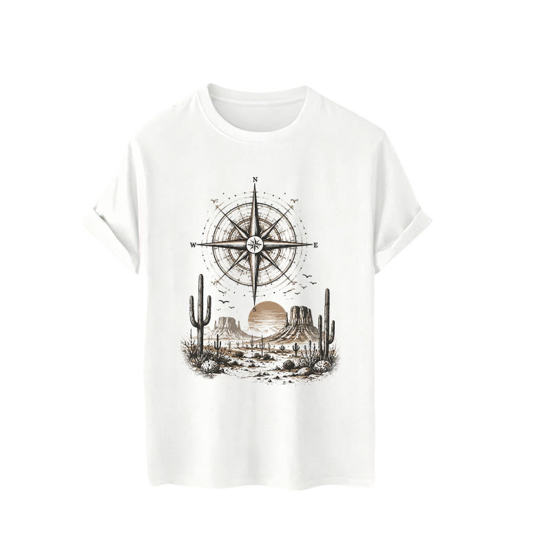 T-shirt imprimé avec un cactus et une boussole du désert occidental - image 4