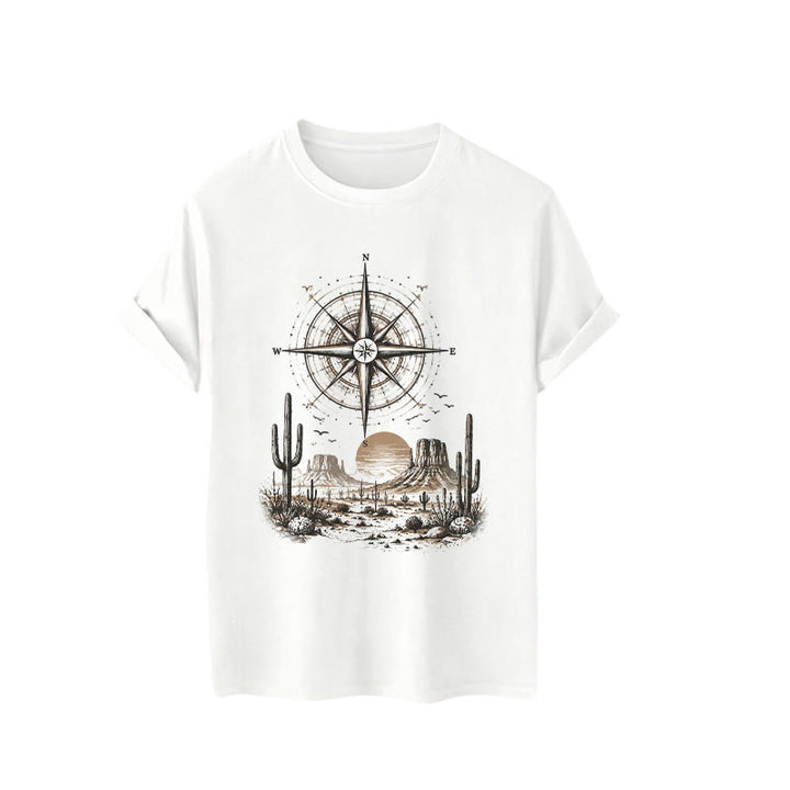 T-shirt imprimé avec un cactus et une boussole du désert occidental - image 4