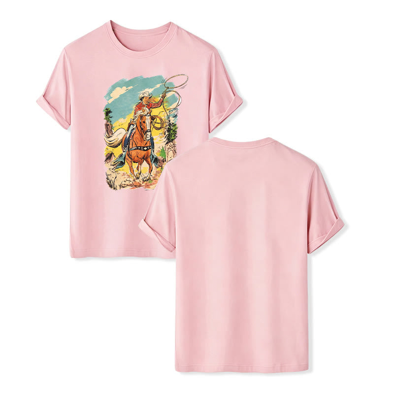 Chemise vintage à imprimé graphique western avec lasso de cowboy - Rose - 2XL - image 7