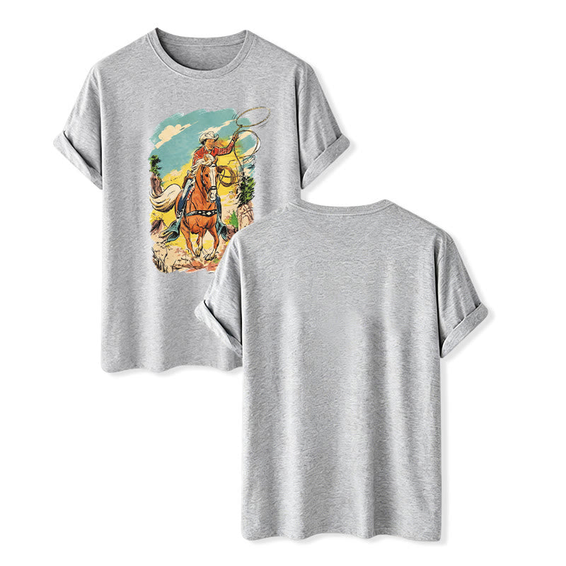 Chemise vintage à imprimé graphique western avec lasso de cowboy - Gris - 2XL - image 8
