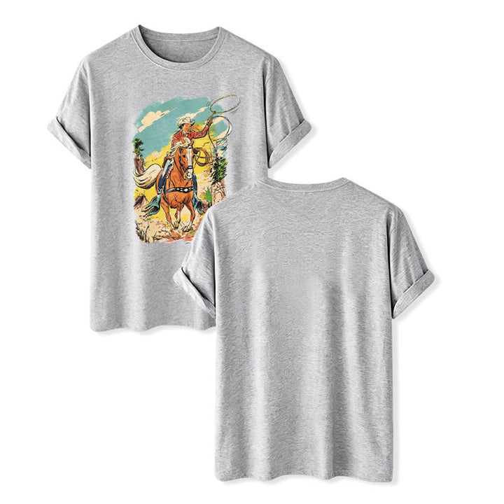 Chemise vintage à imprimé graphique western avec lasso de cowboy - Gris - 2XL - image 8