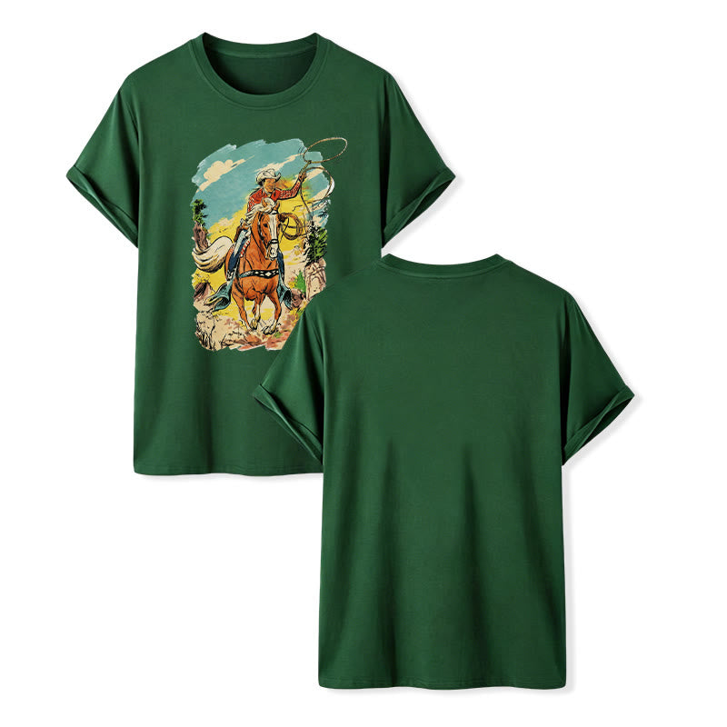 Chemise vintage à imprimé graphique western avec lasso de cowboy - Vert foncé - 2XL - image 13