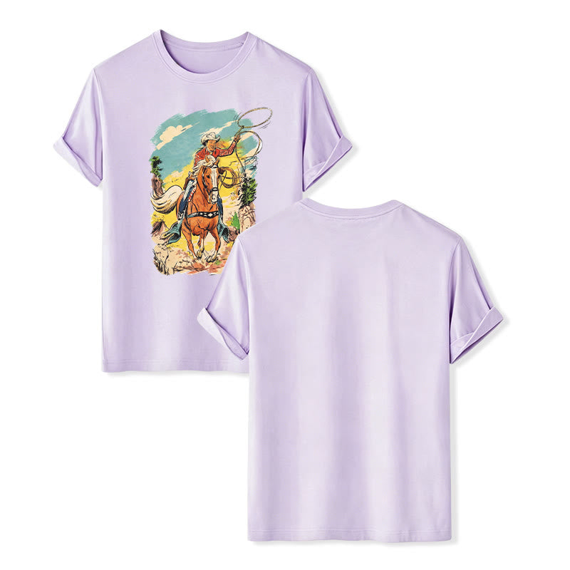 Chemise vintage à imprimé graphique western avec lasso de cowboy - Violet - 2XL - image 11