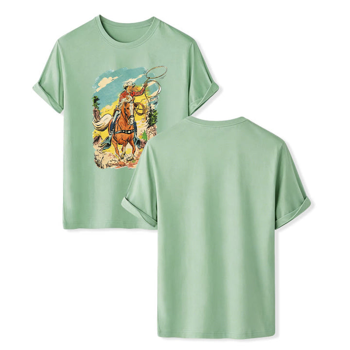 Chemise vintage à imprimé graphique western avec lasso de cowboy - Vert - 2XL - image 10