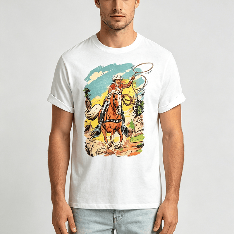 Chemise vintage à imprimé graphique western avec lasso de cowboy - image 1