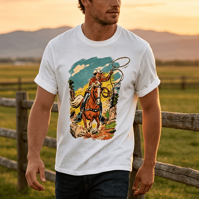 Chemise vintage à imprimé graphique western avec lasso de cowboy - image 0