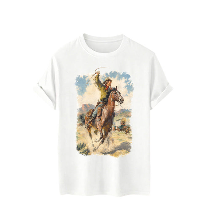 Peinture à l'huile vintage, fouet de cowboy, chemise western sauvage - image 4