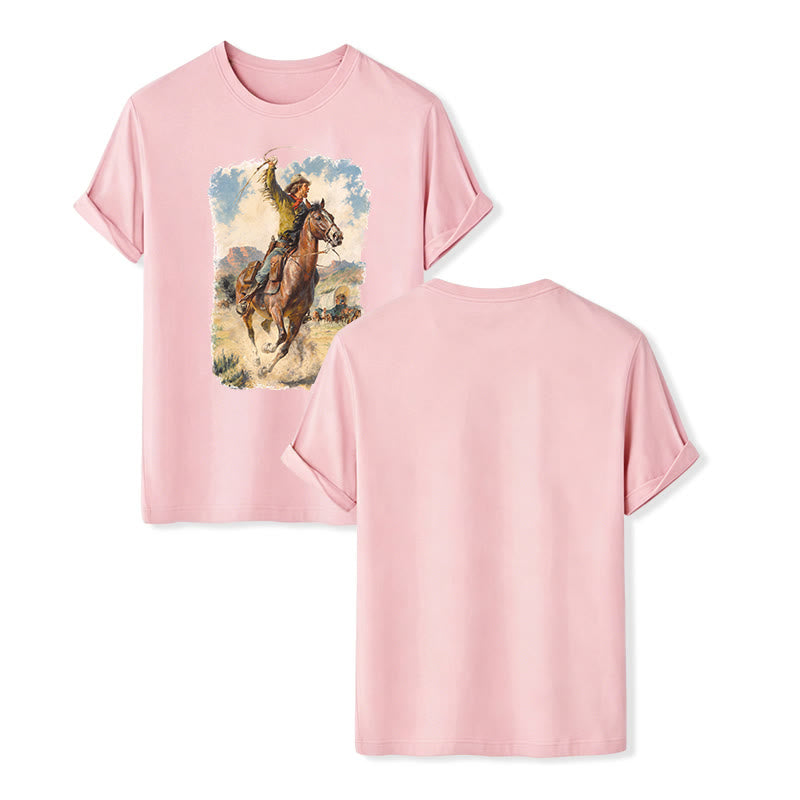 Peinture à l'huile vintage, fouet de cowboy, chemise western sauvage - Rose - 2XL - image 7