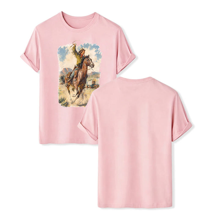 Peinture à l'huile vintage, fouet de cowboy, chemise western sauvage - Rose - 2XL - image 7